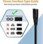 UK 3-Pin Plug to IEC C7 Figure 8, 2.5A 250V 300W, 3 Prong Plug Power Cord