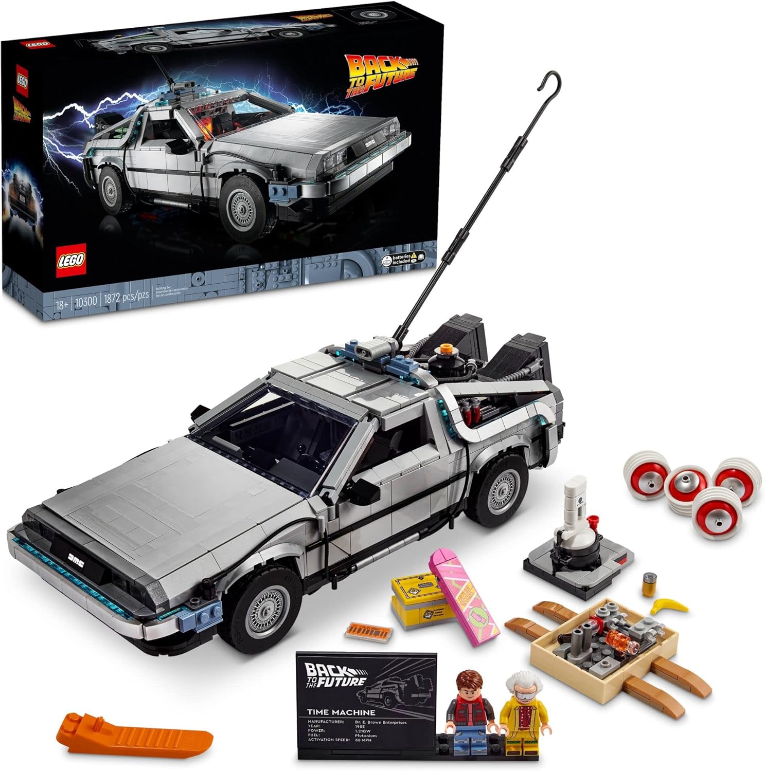 LEGO Icons Back to The Future Time Machine 10300, Model Car Building Kit Based on The Delorean