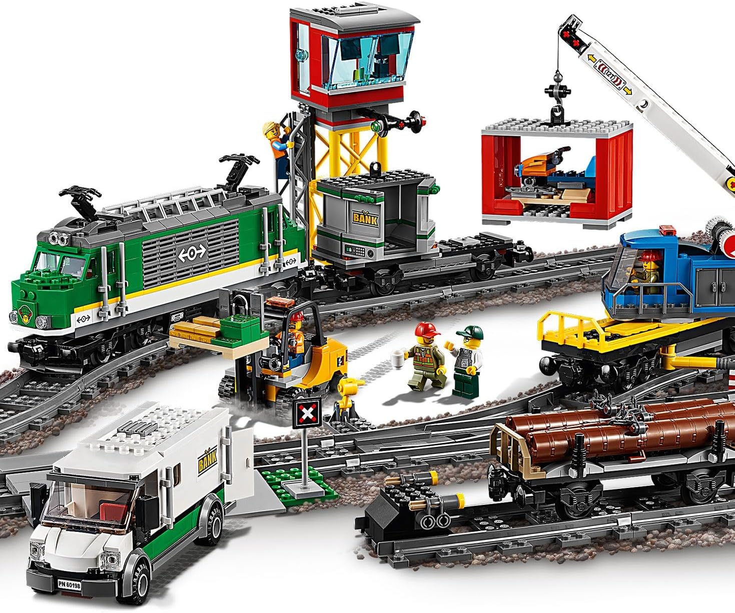 LEGO City Cargo Train Toy with Motorized Remote Control Engine, incl. Rail Tracks, Signal Lights & Control Center