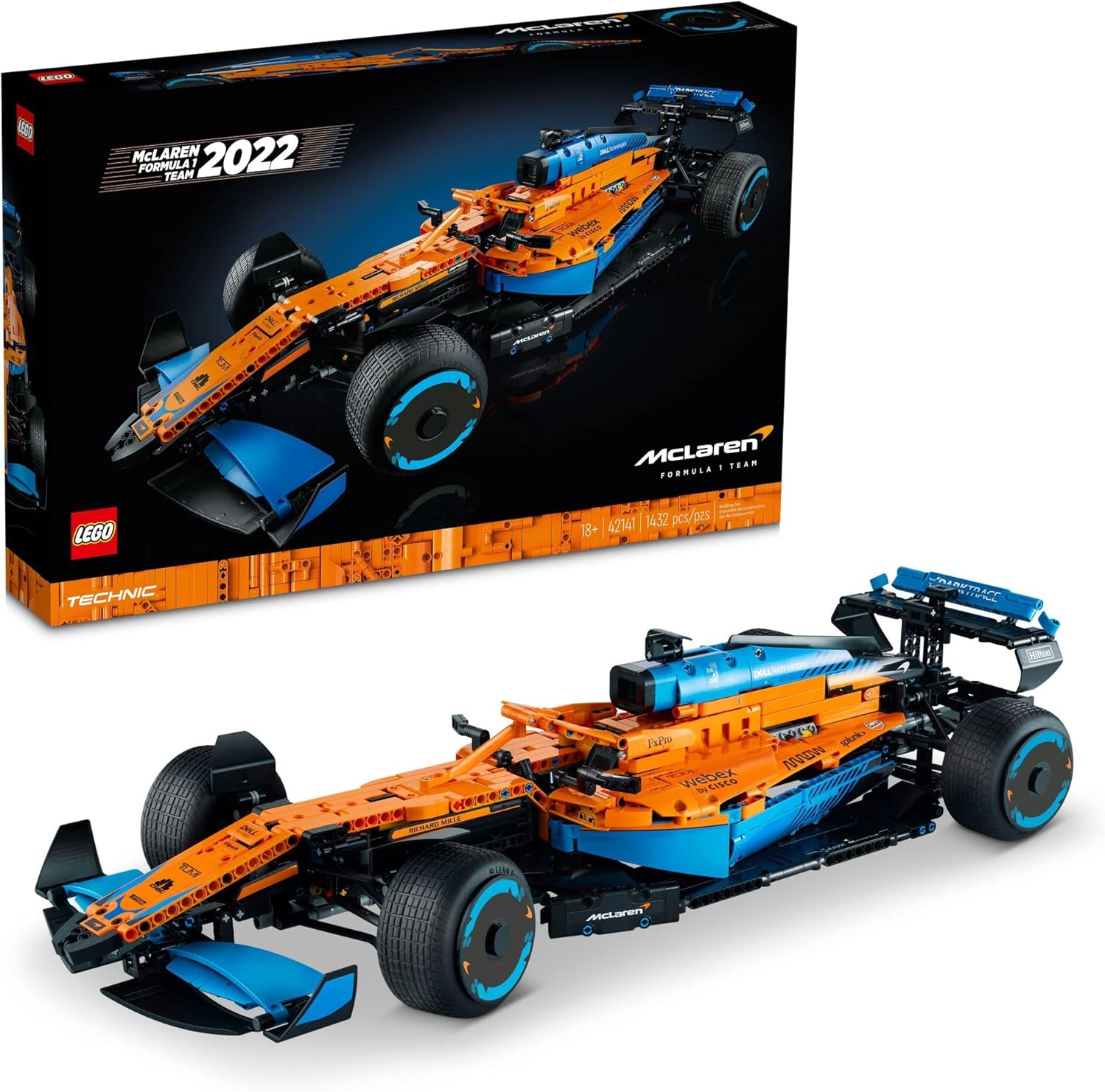 LEGO 42141 Technic McLaren Formula 1 2022 Replica Race Car Model Building Kit, F1 Motor Sport Set