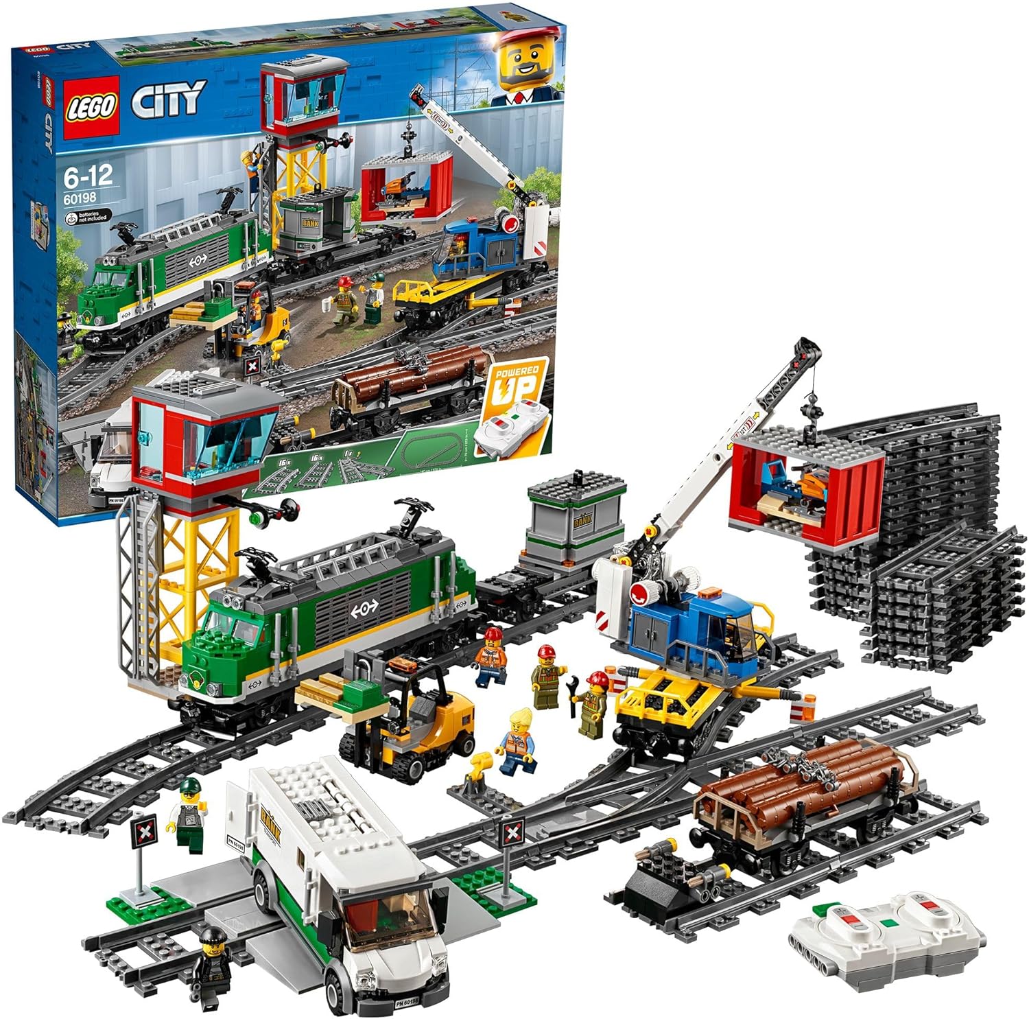 LEGO City Cargo Train Toy with Motorized Remote Control Engine, incl. Rail Tracks, Signal Lights & Control Center