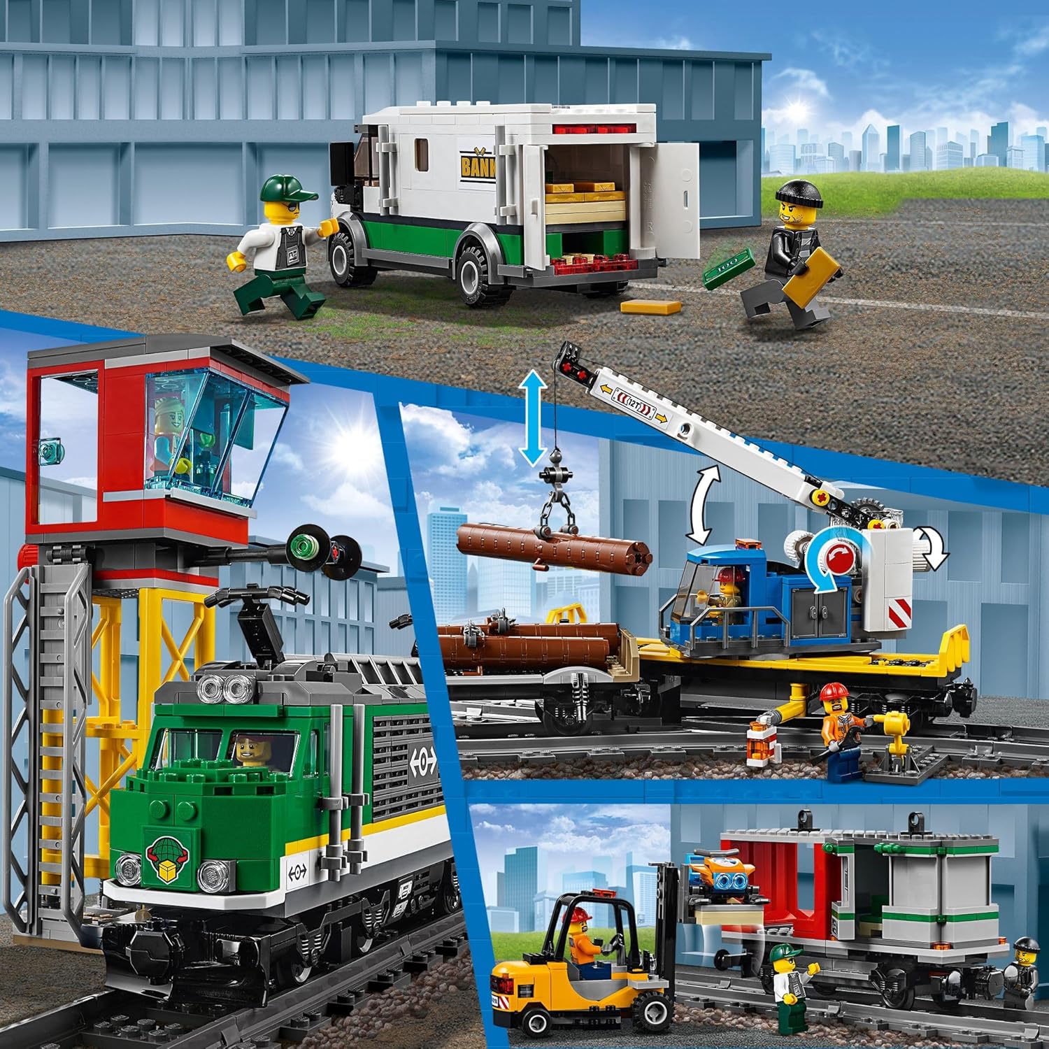 LEGO City Cargo Train Toy with Motorized Remote Control Engine, incl. Rail Tracks, Signal Lights & Control Center