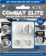 Combat Elite trigger grips and thumb grips packaging for PS5 with branding and product details.