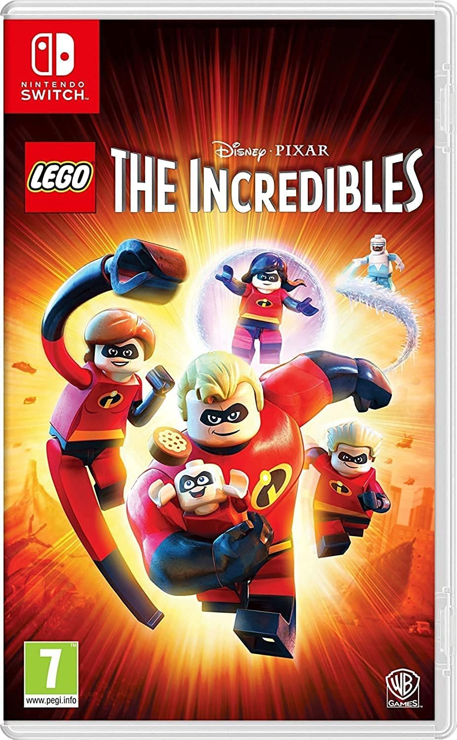 Cover of LEGO The Incredibles game for Nintendo Switch with characters from the movie. Sold by Play Pixels.