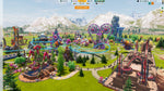 Screenshot of a virtual amusement park with roller coasters and attractions in a video game interface. From the game Park Beyond for PlayStation 5.