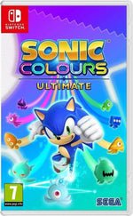 Game case for 'Sonic Colours Ultimate' on Nintendo Switch with Sonic the Hedgehog on a colorful background.
