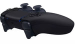 A matte black PlayStation 5 wireless controller with integrated side grips and a USB-C port, shown from a three-quarters perspective on a white background.