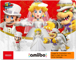 Super Mario, Princess Peach and Bowser triple pack Amiibo figures for Nintendo Switch showing front packaging. (Slight damaged packaging)