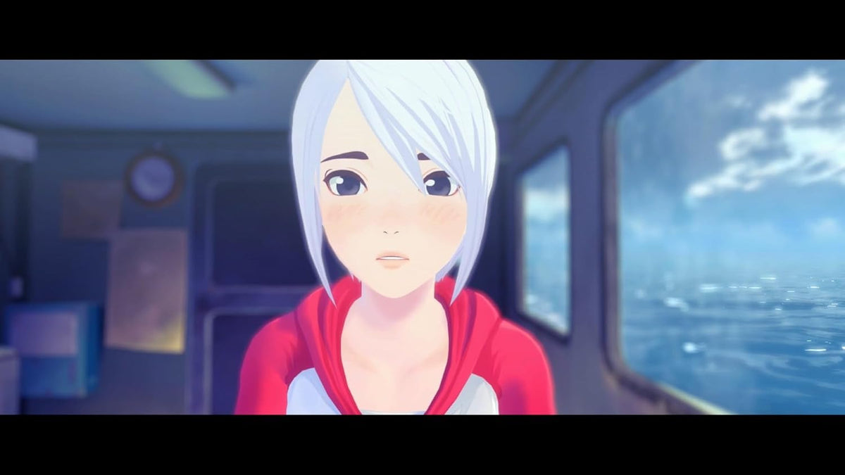 Another Code Recollection Nintendo Switch gameplay screenshot featuring protagonist Ashley Mizuki Robbins with silver hair and a red jacket during a story scene.