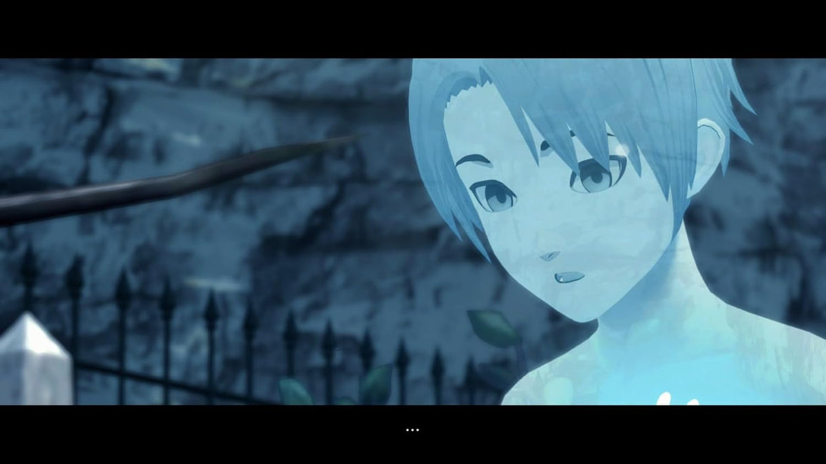 Another Code Recollection Nintendo Switch screenshot showing Ashley Mizuki Robbins in a blue-toned cinematic scene from the mystery adventure game.