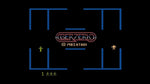 Hover Bovver classic Atari game screenshot on THE400 Mini retro console, showing the title screen with blue maze-style graphics against a black background.