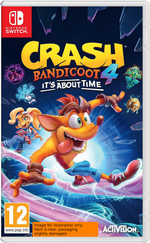 Crash Bandicoot 4 It's About Time Nintendo Switch game cover featuring Crash Bandicoot, official artwork and PEGI 12 rating.
