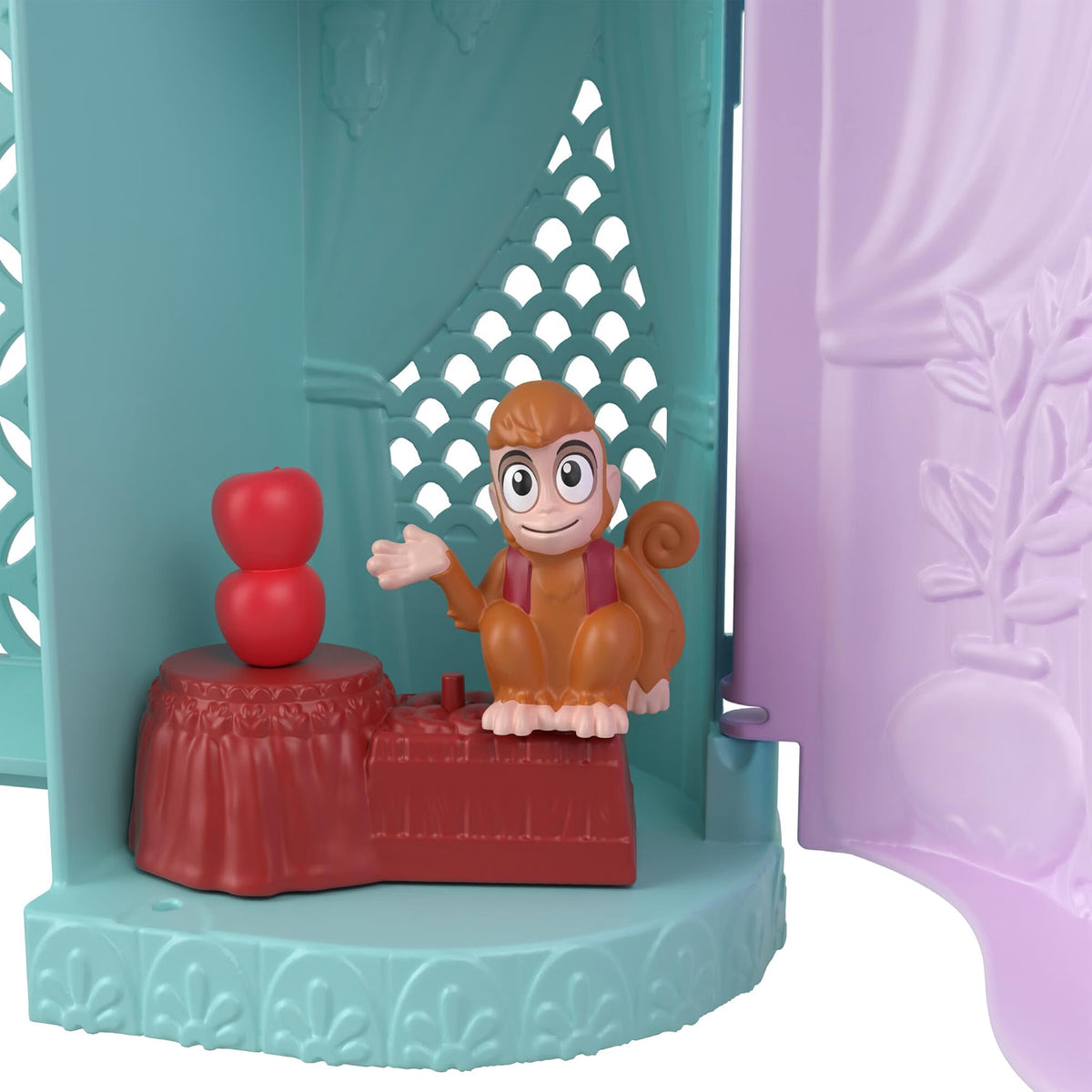 Abu monkey figure with apple accessories inside the Disney Princess Jasmine Storytime Stackers palace