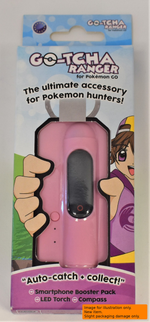 Go-Tcha Ranger for Pokemon GO smartphone booster pack containing a pink LED torch and compass, in its original retail blister packaging. Sold by Play Pixels.