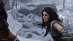 God of War Ragnarök PlayStation 5 screenshot featuring Freya in a snowy landscape, showing detailed character design and cinematic storytelling.