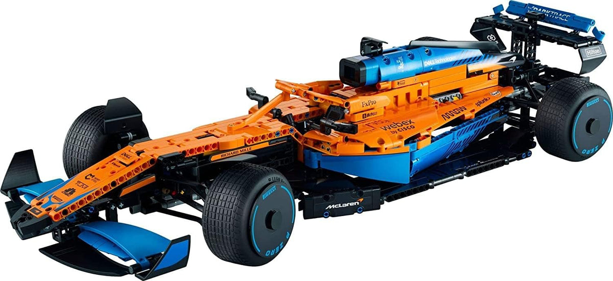 LEGO Technic McLaren Formula 1 Race Car 42141 model on a white background