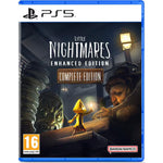 Little Nightmares Enhanced Edition Complete Edition for PlayStation 5, featuring Six in her yellow raincoat, terrifying characters and official Bandai Namco cover artwork.