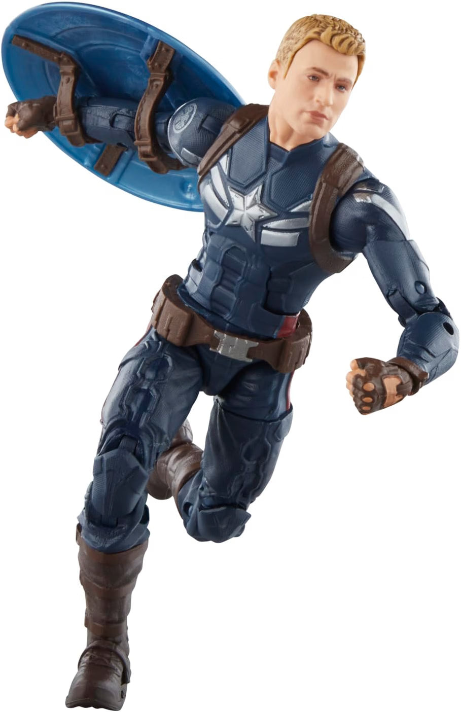 Marvel Legends Captain America Steve Rogers unmasked figure in action pose with shield
