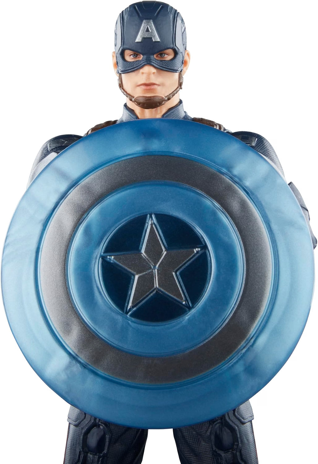 Captain America Marvel Legends figure holding blue and silver star shield