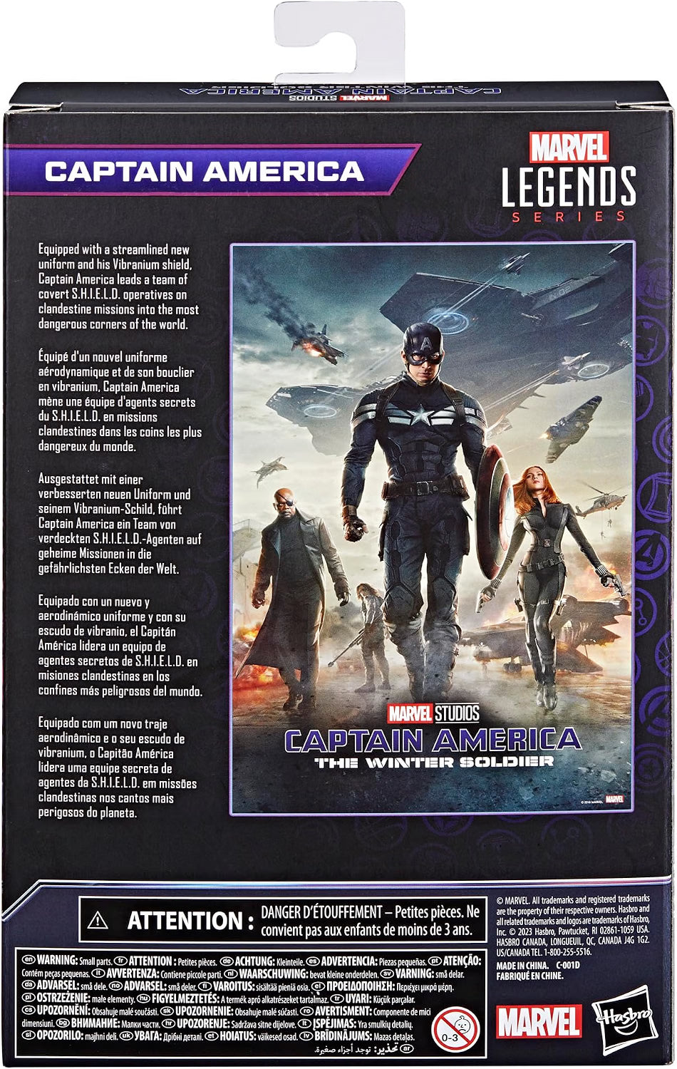 Back of Marvel Legends Infinity Saga Captain America Winter Soldier action figure box