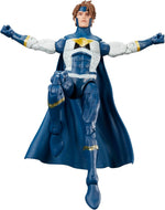 Marvel Legends New Warriors Justice figure posed with arms raised and blue cape