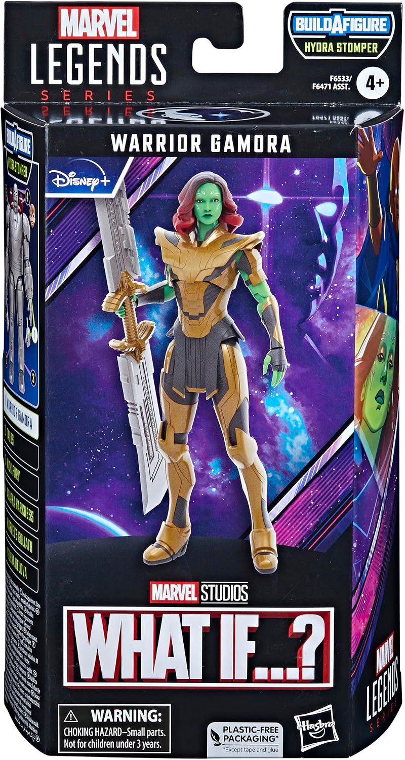 Marvel Legends Warrior Gamora What If...? action figure in Hasbro retail packaging