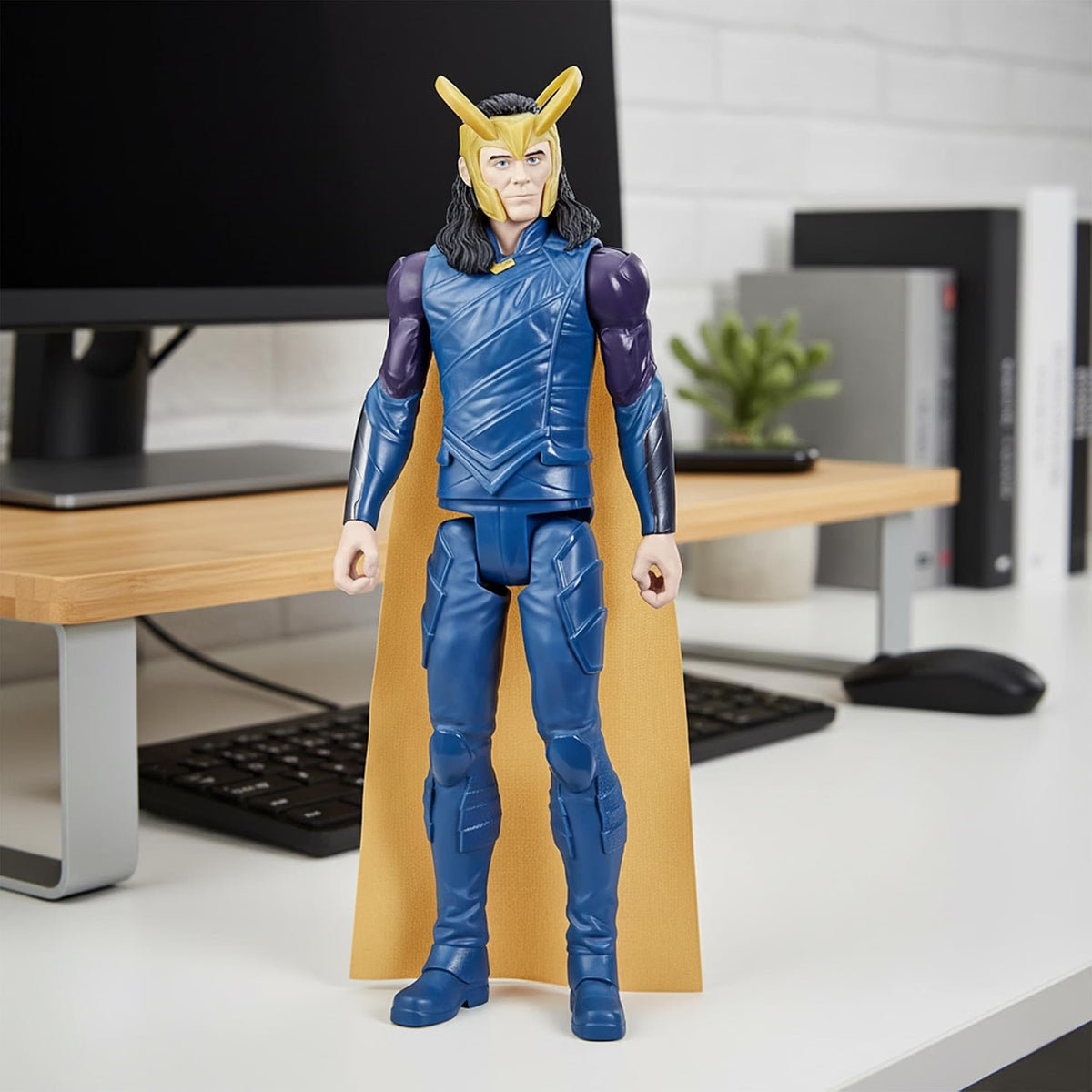 Marvel Loki Titan Hero Series 12-inch action figure displayed on a desk