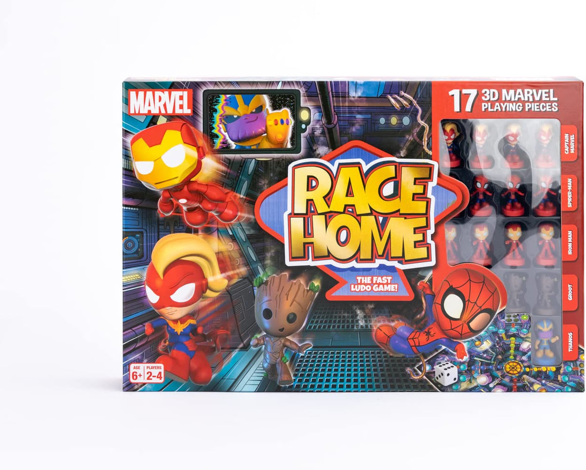 Marvel Race Home The Fast Ludo Game box with 17 3D Marvel playing pieces