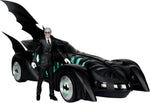 McFarlane Batman Forever Batmobile with Alfred Pennyworth action figure and illuminated green vehicle details