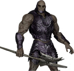 Close-up of McFarlane Darkseid action figure from Zack Snyder's Justice League holding his detailed staff weapon
