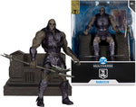 McFarlane DC Multiverse Darkseid Gold Label figure shown with throne, staff weapon and retail packaging