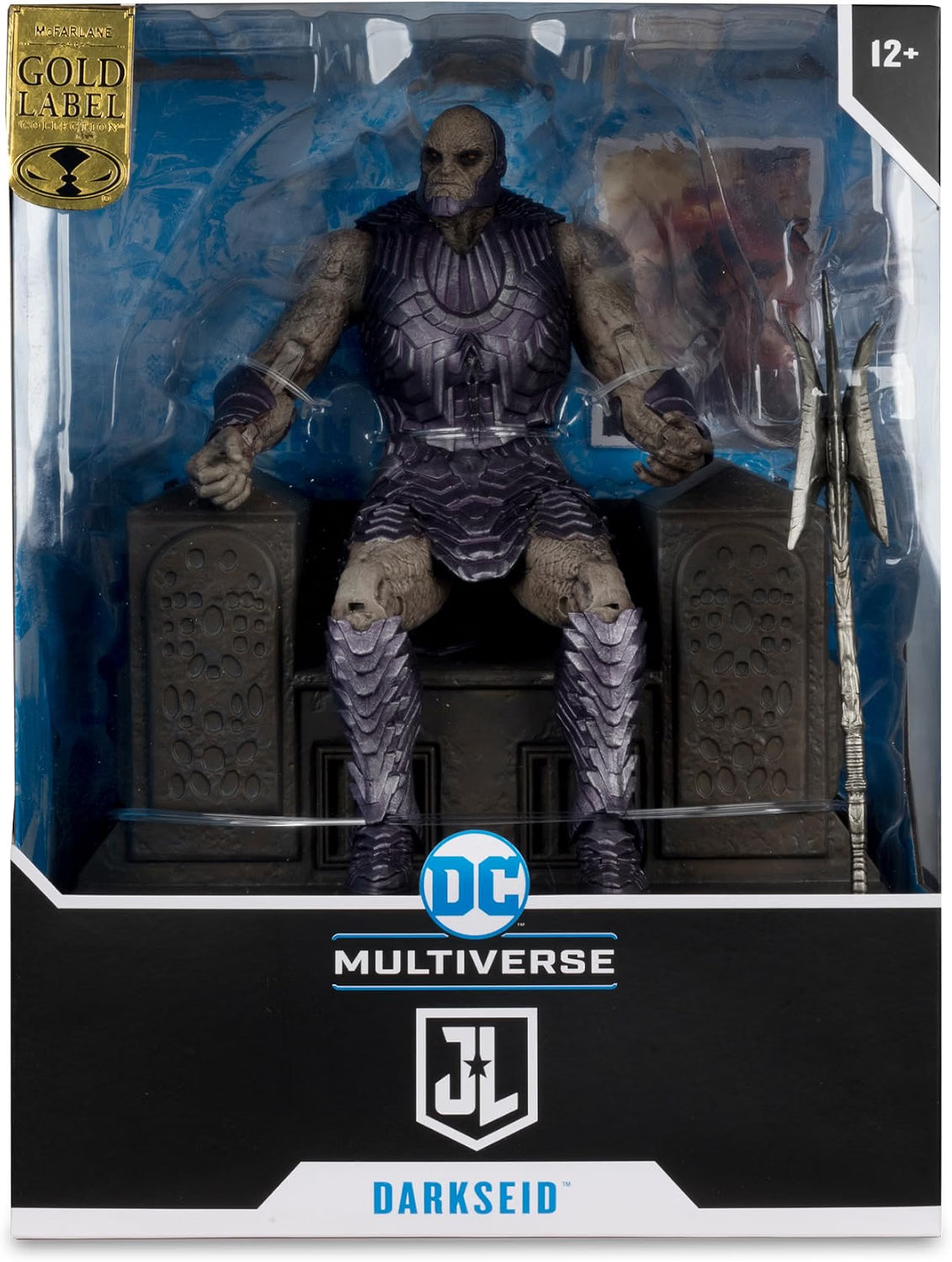 Front of McFarlane DC Multiverse Gold Label Darkseid with Throne retail packaging from Zack Snyder's Justice League
