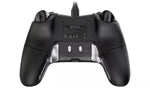 Rear view of the Nacon Revolution X Pro Wired Controller showing its black ergonomic casing, four programmable shortcut buttons and customisable grips.
