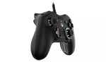Nacon Revolution X Pro Xbox wired gaming controller shown from the side, highlighting its black ergonomic grips, analogue sticks and sculpted controller design.