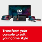 Nintendo Switch 2 console shown in handheld, tabletop and TV play modes