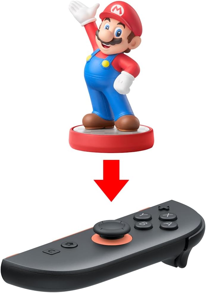 Nintendo Switch 2 Joy-Con 2 controller promotional image featuring Super Mario and demonstrating the controller's new mouse control functionality.