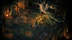 Pillars of Eternity II Deadfire Xbox One gameplay screenshot showing an atmospheric fantasy dungeon with ancient ruins, twisted roots and torchlit surroundings.