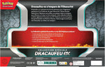 Back of the French Dracaufeu ex Special Collection box showing product information and a red text panel