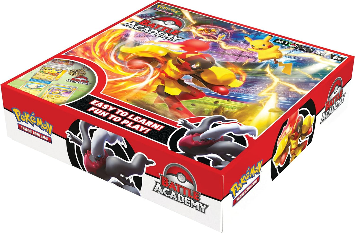 Pokémon TCG Battle Academy 2024 boxed trading card game shown from an angled view, featuring colourful Pikachu ex and Armarouge ex artwork.
