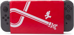 PowerA Super Mario Hybrid Cover and Stand for Nintendo Switch, featuring a red protective folding cover with white Super Mario artwork and stripe design.