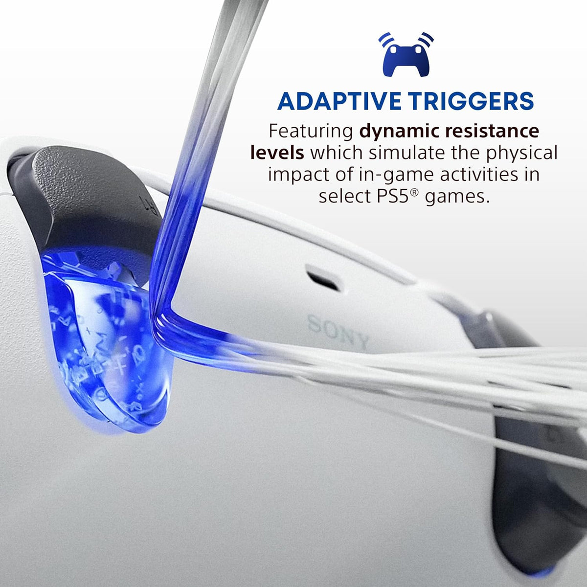 Close-up of the PS5 Digital Edition console base with a blue light effect