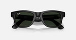 Ray-Ban Meta Wayfarer Smart Glasses in Matte Black showing the Transitions lenses darkened to green, with integrated cameras and classic Wayfarer styling.