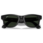Black Ray-Ban Meta Wayfarer sunglasses with dark green lenses, shown from the front on a white background.
