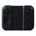 Razer Junglecat wireless gaming controller in black, front view showing detachable left and right controllers, analogue sticks, directional pad and central grip.
