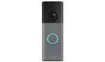 Front view of the Ring Battery Video Doorbell 2K 2nd Gen in Speckled Grey with camera and illuminated doorbell button