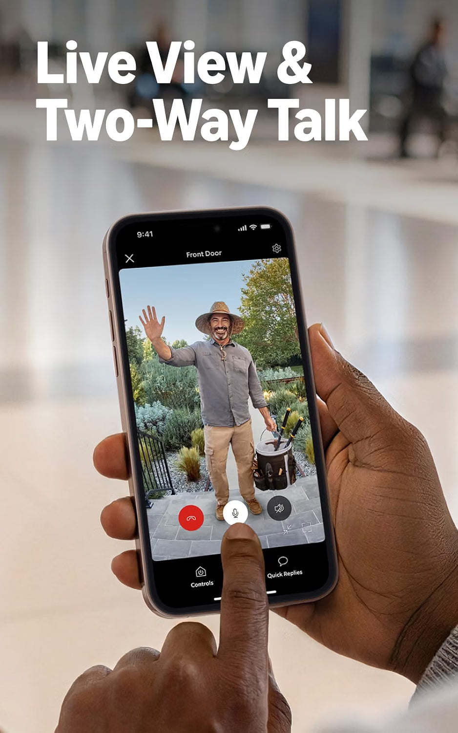 Ring Battery Video Doorbell 2K Live View and Two-Way Talk shown being used through the Ring app