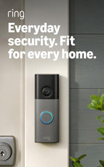 Ring Battery Video Doorbell 2K in Speckled Grey installed beside a front door for home security