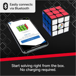 Rubik's Cube ConnectedX and smartphone with a caption highlighting Bluetooth connectivity