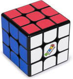 Angled close-up of Rubik's Cube ConnectedX showing its red, white and blue faces