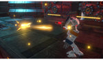 Sonic X Shadow Generations Nintendo Switch 2 gameplay screenshot showing fast-paced action with glowing projectiles inside a futuristic industrial environment.